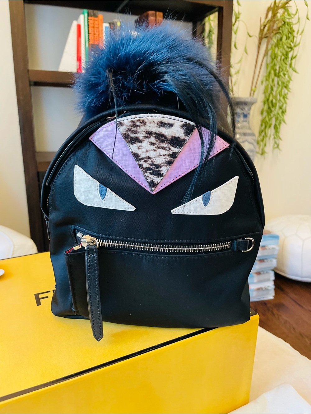 Fendi Mini Monster Backpack with Mink Fur